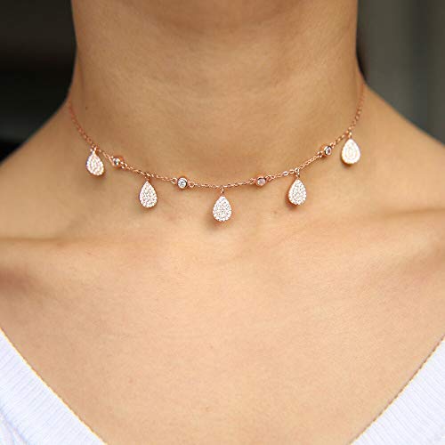 Collier en argent Sterling 925 breloque goutte d'eau micro pavé - 2