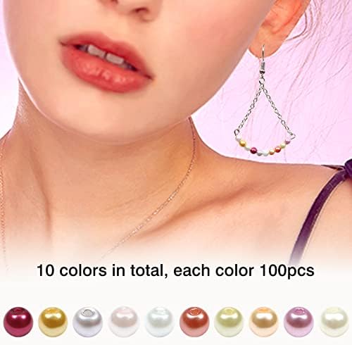 TOAOB 1000pcs Glass Pearls 10 Colors Round Tiny Loose Imitation Pearl Beads 4mm for Jewelry Making Craft Decoration
