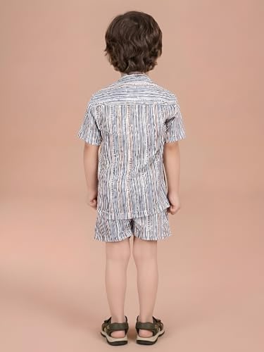 Image of POLKA TOTS 100% Cotton Half Sleeve Shirt and Shorts Combo for Boys | Co-Ord Set for Kids | Summer Wear Dress for Toddlers | Breathable & Skin-Friendly Boys Clothes | Trendy Summer Outfit & Beach Wear