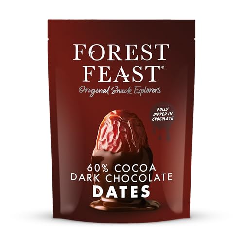 FOREST FEAST Dark Chocolate Dates 1kg Pack 60% Belgian Cocoa Covered Sweet Dried Fruit Gluten-Free Vegan Snack