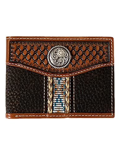 ARIAT Western Wallet Mens Bifold Southwest Woven Brown Rowdy A35542282 - Main Image