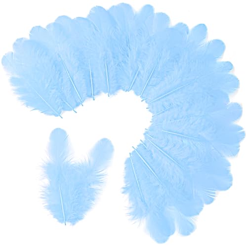 image for Soarer Light Blue Craft Feathers Bulk - 300pcs 3-5inch Natural Feather