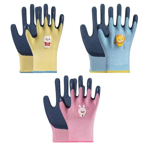 Copbopwn Kids Gardening Gloves 3 Pairs, Kids Yard Garden Gloves R...