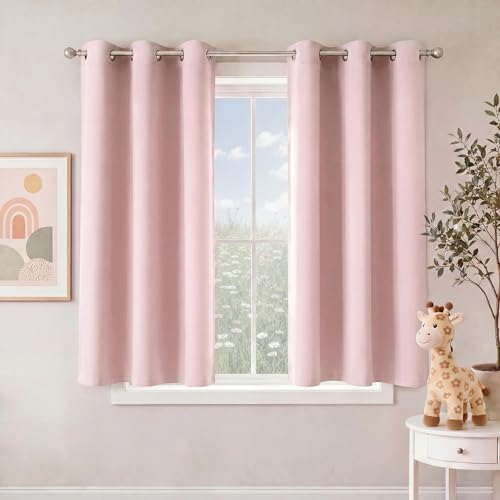 Image of NICETOWN Blush Pink Room Darkening Curtains 50 Inches Long 2 Panels, W40