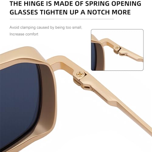 Vintage Small Rectangle Steampunk Sunglasses Men Luxury Punk Polygon for Man Classic Metal Frame4
