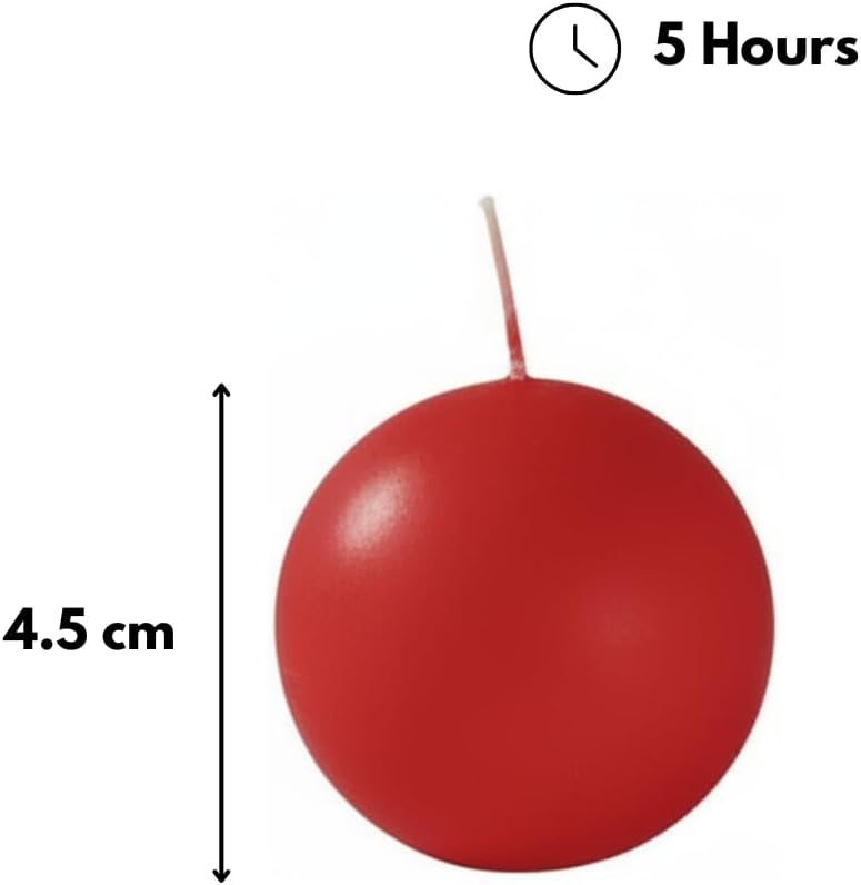 CERERIA di Giorgio risthò Ball, Wax, Red, 4.5 x 4.5 x 4.5 cm Candles, 12 Units