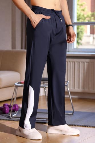 Image of Flapfit Men's Solid Pattern Spandex Track Pant with Ankle Length Drawstring Closure Type and Loose Fit Jogger Style