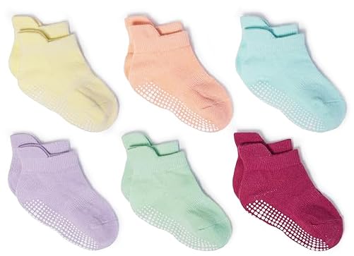 ZAPLES Baby Non Slip Grip Ankle Socks with Non Skid Soles for Infants Toddlers Kids Boys Girls