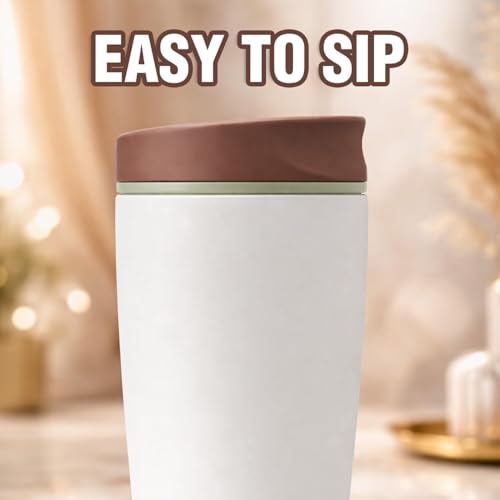 Image of Stvin Insulated Coffee Mug with Lid for Office & Travel | Reusable Double Walled Coffee Mug for Men & Women | Hot & Cold Beverage Cup - No Handle (Vanilla Bean)