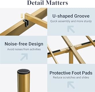 Allewie Full Size Metal Platform Bed Frame with Victorian Vintage Headboard and Footboard/Mattress Foundation/Under Bed Storage/No Box Spring Needed/Noise-Free/Easy Assembly, Gold