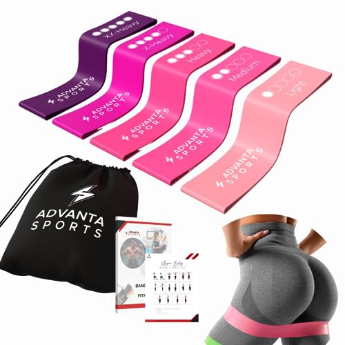 Advanta Sports Resistance Loop Exercise Bands, Set Of 5 Colors For Home Fitness, Stretching, Strength, Physical Therapy, Crossfit, Workout, Yoga, For Women, Men - With Carry Bag & Workout Guide #TOP13