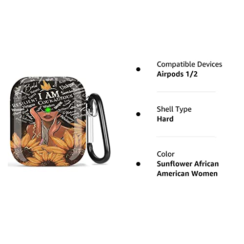 Otopo Airpods Case Sunflower Girl, Cute African American Girl Airpods 2 Protective Hard Case Cover Portable & Shockproof Women Men With Keychain For Airpods 2/1 Charging Case (Sunflower Women) #TOP5