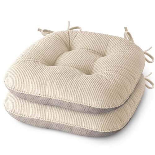 MineCozy Seat Cushions for Dining Chairs Set of 2 43X40X7.5cm Cream