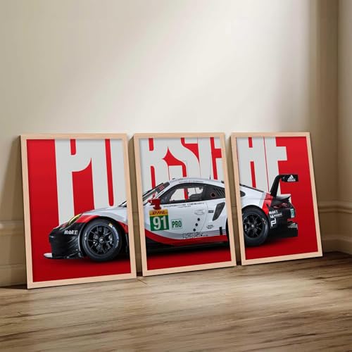 Image of TASVEE Car wall posters | set of 3 wall frames | posters for wall | Wall Decoration for Bedroom, Living Room & Office | Best Gift for Boys & Car Lovers (A1, LARGE 13X17, Framed)
