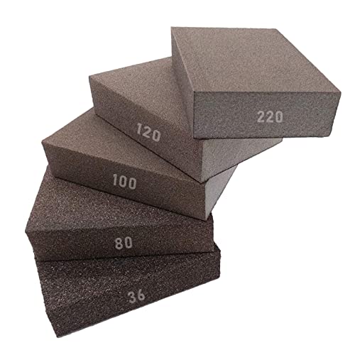Éponges de Ponçages,5 Pcs Blocs de Ponçag Cale a Poncer Kit Polissage Papier a Poncer Éponge Abrasives Humides et Sèches,pour Meubles Mur Plancher de Meulage Cuisine Nettoyage (5 spécifications)