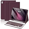 MMK Funda para iPad A16 (2025, 11 pulgadas), funda para iPad de 10ª generación con teclado (2022, 10.9 pulgadas), teclado desmontable inalámbrico, soporte para lápices (morado carmesí)