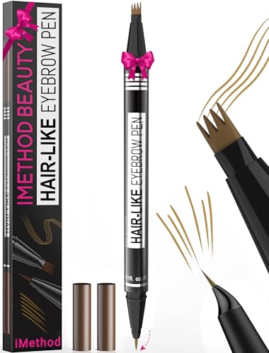iMethod Eyebrow Pencils for Women - Eyebrow Pencil Magical 2-in-1 Dual-Ended Brow Pencil with 4-Fork-Tip & Ultra Precise Brush-Tip Create Natural Hair-Like Brows, Last All-Day, Natural Brown
