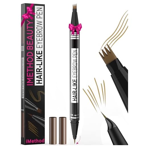 iMethod Augenbrauenstift - Eyebrow Pencil 2-in-1 Dual-Ended Augenbrauenstift mit 4-Micro-Gabelspitzen-Applikator & präziser Pinselspitze erzeugt natürliche Augenbrauen, Natural Brown