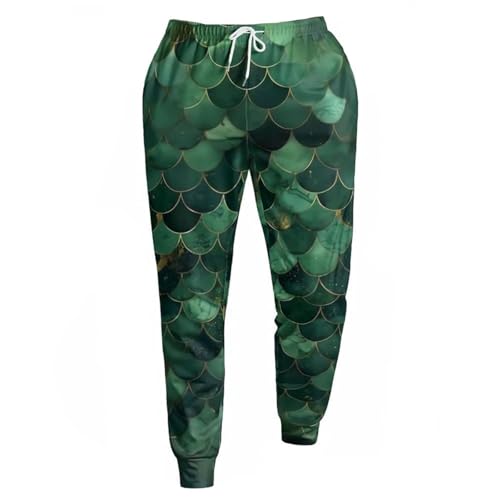 Pantalones de chándal para hombre, holgados, divertidos, pantalones deportivos con estampado de escamas de sirena, atléticos, informales, pantalones de sudaderas, cintura elástica, cómodos, pantalones