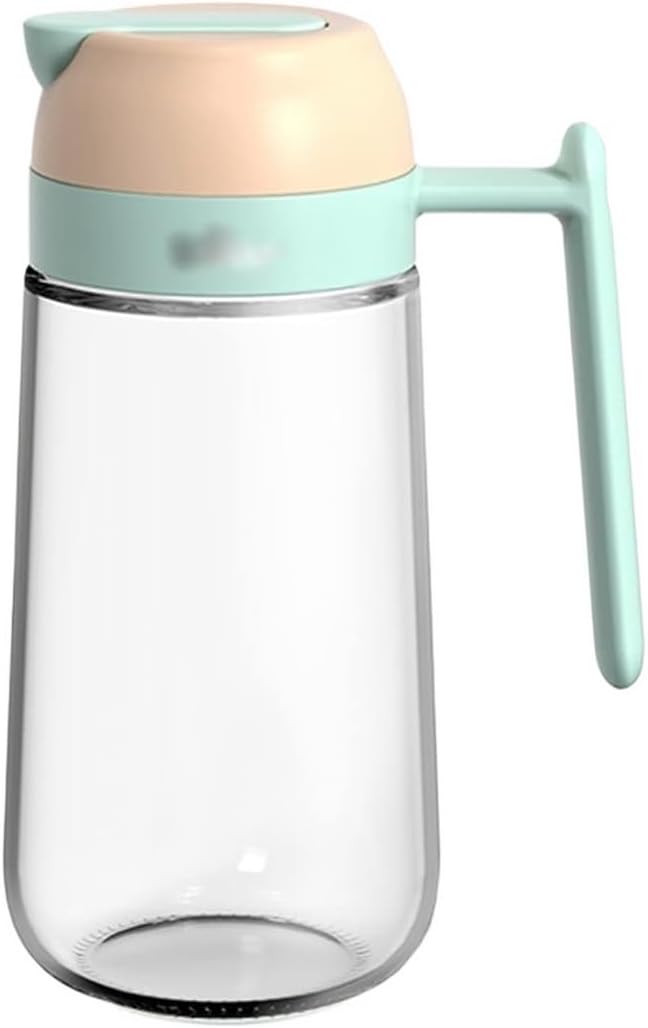 Oil dispenser for kitchen, Oil Dispenser Multicolor Glass Oil Bottle with Handle Large Capacity Oil with Stainless Steel Spout Automatic Opening and Closing Oiler (Color : Groen) ( Co ( Color : Groen