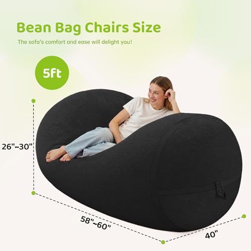 Image of 5FT Bean Bag Chair 5'Giant Bean Bag Chairs with Adults, Large Beanbag Chair
