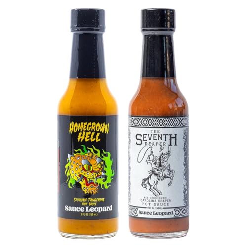 Sauce Leopard Hot Sauce Seen on Hot Ones Carolina Reaper, Ghost Pepper, 2pk