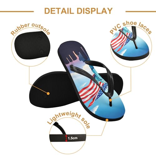 Burbuja Statue Of Liberty Flip Flops for Women Men, Soft Thong Sandals Rubber Slippers for Pool Beach Essentials3