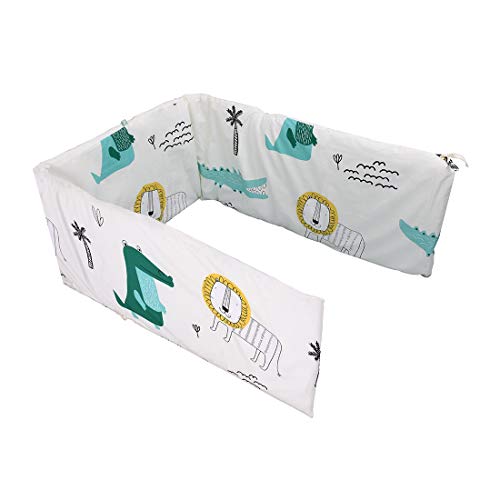 YUENA CARE Protector de Cabeza para Cuna, Protector de Bordes para Cuna, Protector Cuna Bebe Parachoques Cuna de Algodón Puro para Seguridad de Bebés Niños Longitud 180x30cm (verde)