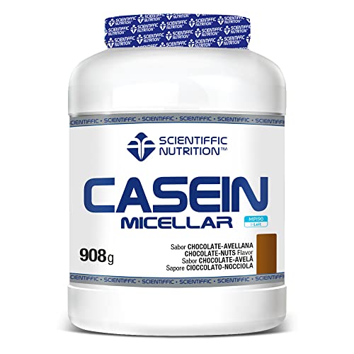Scientiffic Nutrition   Casein Micellar, Caseina Micelar en Polvo y Aislado de Suero Lacteo, Proteína de Absorción Lenta, Aporta Aminoácidos, Evita el Catabolismo Muscular   908g, Choco   Avellana