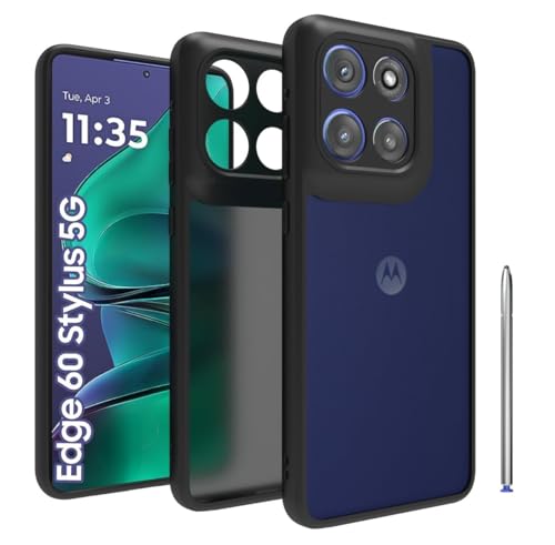 Image of RIGGEAR Shockproof Sleek Hybrid Armor Back Cover Case for Motorola Moto Edge 60 Stylus 5G (Smoke Black Matte PC with Black TPU Bumper)