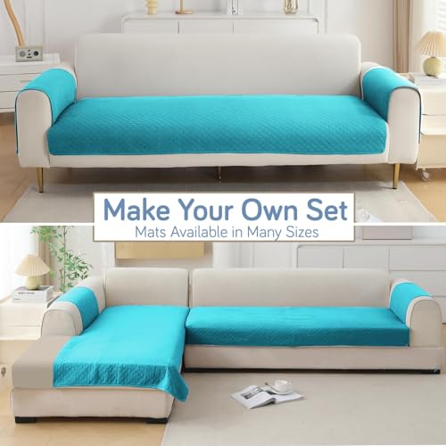 Image of HOKIPO Quilted Sofa Cover Mats for 1 /2 /3 Seater Sofa and L Shape. Make Your Own Sofa Cover Set, Mat Length 90(D) x 120(L) cm, Teal (NEW-IN-720-TEAL)