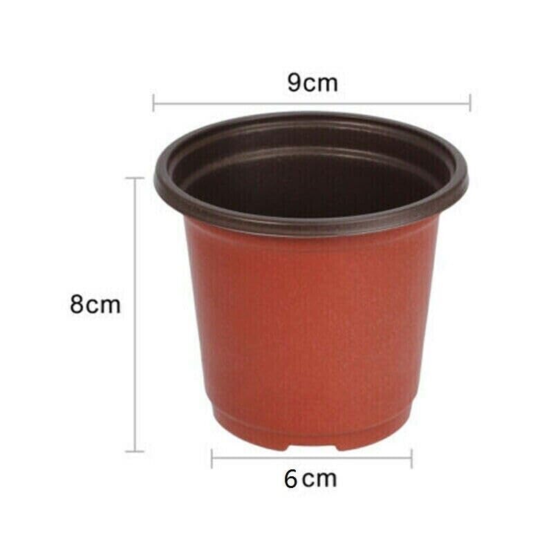 Happiness0401 100 Pack 9cm Plants Nursery Pots,Reusable Plastic Terracotta Bucket Herb Flower Pots Planter Seed Trays for Vegetables,Flowers,Herbs,Cuttings - Image 2