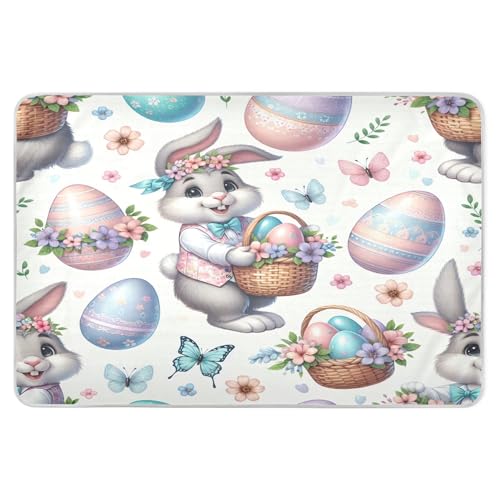Takiito Easter Bunny Bed Pad Reusable Bed Underpad Washable Waterproof Leak-Proof Quick Dry Incontinence Pee Pad for Toddlers Kids Adults Pets 34x52 in