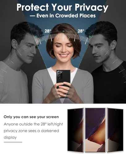 Image of Uyiton Privacy UV Tempered Glass for Samsung Note 20 Ultra (6.9 Inch) | Anti-Spy Curved Screen Protector | 9H Hardness | Ultrasonic Fingerprint Compatible | HD Clarity | Bubble Free UV Installation | Case Friendly