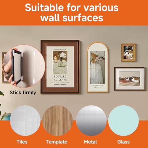 Dupoem 36 Paar Tafel-Aufhänger, starke und abnehmbare Klebestreifen für Bilderrahmen, ohne Bohren, für Bilder, Kunstwerke – sichere Befestigung, unsichtbar