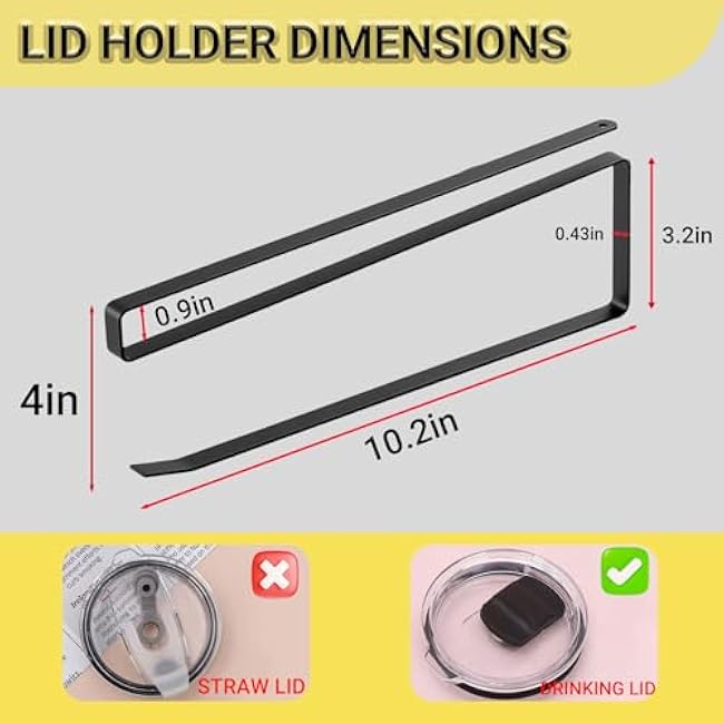 Tumbler Lid Organizer for YEIT Tumbler Lids,Space Saving Cup Lid Organizer Holds Up to 10 Lids or Various Sizes,Paper Towel Holder Under Cabinet for Kitchen Organizers and Storage.
