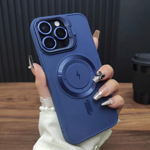 Coque magnétique iPhone 16 Pro bleu étui souple anti-choc chargeur sans fil