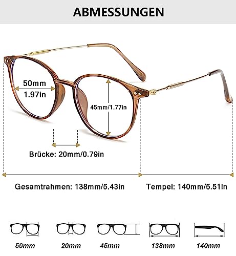 Lanomi Vintage Progressive Multifocal Reading Glasses Women Men Round Blue Light Blocking Eyeglasses Magnifying UV400 Outdoor Computer Reader Brown(Multifocal) 1.0 - Image 2