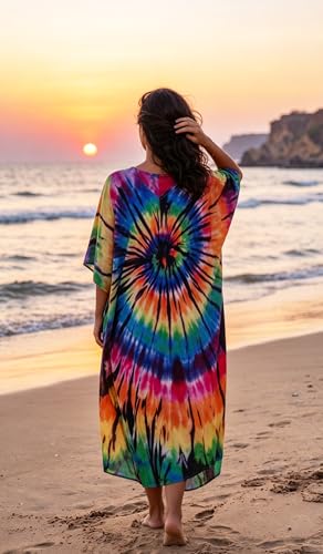 Image of Kaftan Dresses for Women Plus Size Summer Beach Dress with Print and Swim Cover Ups