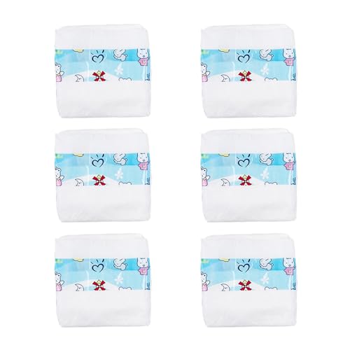 Xerteam 6 Stück Puppenwindeln, Cute Baby Puppe Windeln Set für Puppen bis zu 50cm, Wiederverwendbare Puppen Kleidung Zubehör für 14-20 Zoll Puppen Pretend Play