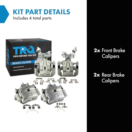 Image of TRQ Front and Rear Brake Caliper Set Zinc Coated Brackets Compatible with 2006-2012 Ford Fusion 2007-2012 Lincoln MKZ 2006 Lincoln Zephyr 2006-2013 Mazda 6 2006-2011 Mercury Milan
