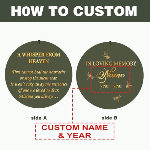 Image of Personalized Memorial Wind Chimes for Outside, Sympathy Gifts Wind Chime for Loss of Loved One, Beautiful Decor with Deep Tone, Ideal for Funeral, Remembrance & Bereavement, Produced in Texas