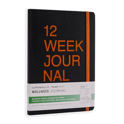 Image of myPAPERCLIP 12 Weeks Wellness Journal | A5 Size, 210 Pages, 80 GSM | 84 Daily, 12 Weekly, 3 Monthly Review Pages | Wellness Log, Mindful Habits, Reflection (Black)