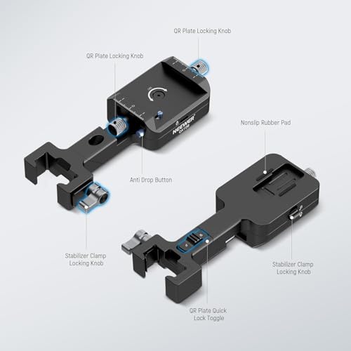 Image of NEEWER RS4 RS3 Vertical Camera Mount Compatible with DJI Ronin RS 4 3 2 Pro Gimbal Stabilizer, 1s Quick Vertical to Horizontal Switch Anti Drop 180 Rotating Base for YouTube TikTok Vlog Video, CA108