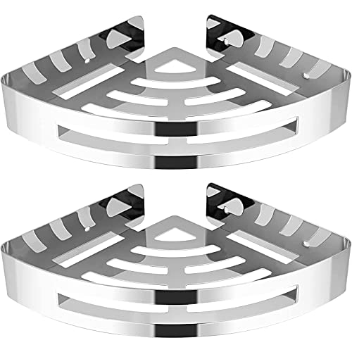 CROSOFMI Etagere Douche Salle de Bain Antirouille Angle Rangement Douche Acier Inoxydable 304 (Triangle, 2 Paquets)