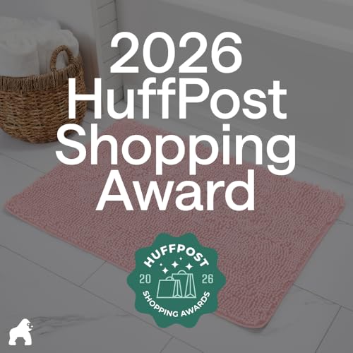 Image of Gorilla Grip Original Luxury Chenille Bathroom Rug Mat, 24x17, Extra Soft and Absorbent Shaggy Rugs, Machine Wash Dry, Perfect Plush Carpet Mats for Tub, Shower, and Bath Room, Light Pink