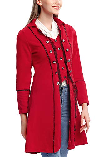 VNVNE Women's Gothic Steampunk Corset Halloween Costume Coat Victorian Tailcoat Jacket