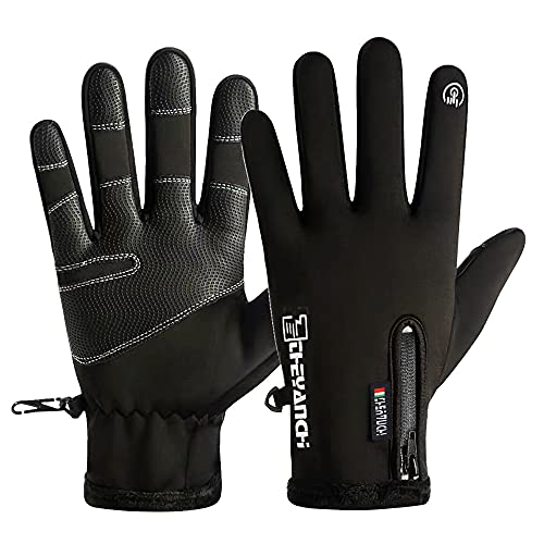 Gants d'hiver, Gants de Ski Hommes Femmes, Gants à Ecran Tactile Imperméable, Gants d'hiver Chauds avec Poche zippée Vent pour Homme et Femme pour Ski, Randonnée,Chasse, Camping (XL) Cover