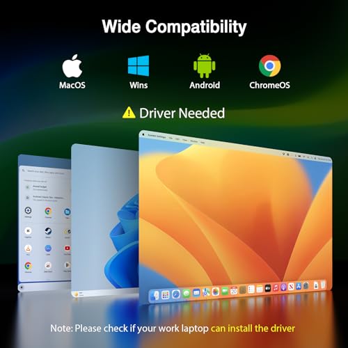 Image of KYY Triple Laptop Screen Extender, 1080P FHD IPS 15.6 inch Travel Monitor, One Cable USB-C Portable Monitor, Dual Screen for 12 inch-17'' Laptops, Full Alloy, 360 Rotation & Kickstand, X90D (Driver Need)