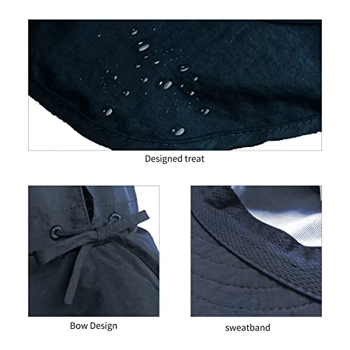 Sun Hats For Women Hiking Fishing Hat For Men Wide Brim Hat With Large Neck Flap Sun Protection Hats For Men And Women Black #TOP3